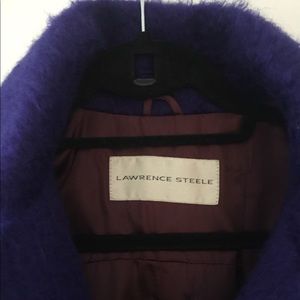 Purple mohair belted jacket.